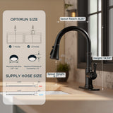 FORIOUS Antique Kitchen Faucets with Pull Down Sprayer Oil Rubbed Brown, 3 in 1 Stainless Steel High Arc Single Handle Sink Faucet for Farmhouse Camper Rv Bar, Fit for 1 or 3 Hole