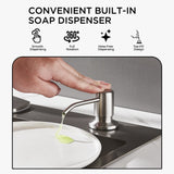 FORIOUS Kitchen Faucet with Soap Dispenser, Brushed Nickel Stainless Steel Sink Faucet with Sprayer Single Handle, Commercial Modern Spring Faucet for Kitchen Sink, Bar & Prep Sink, Laundry RV Camper
