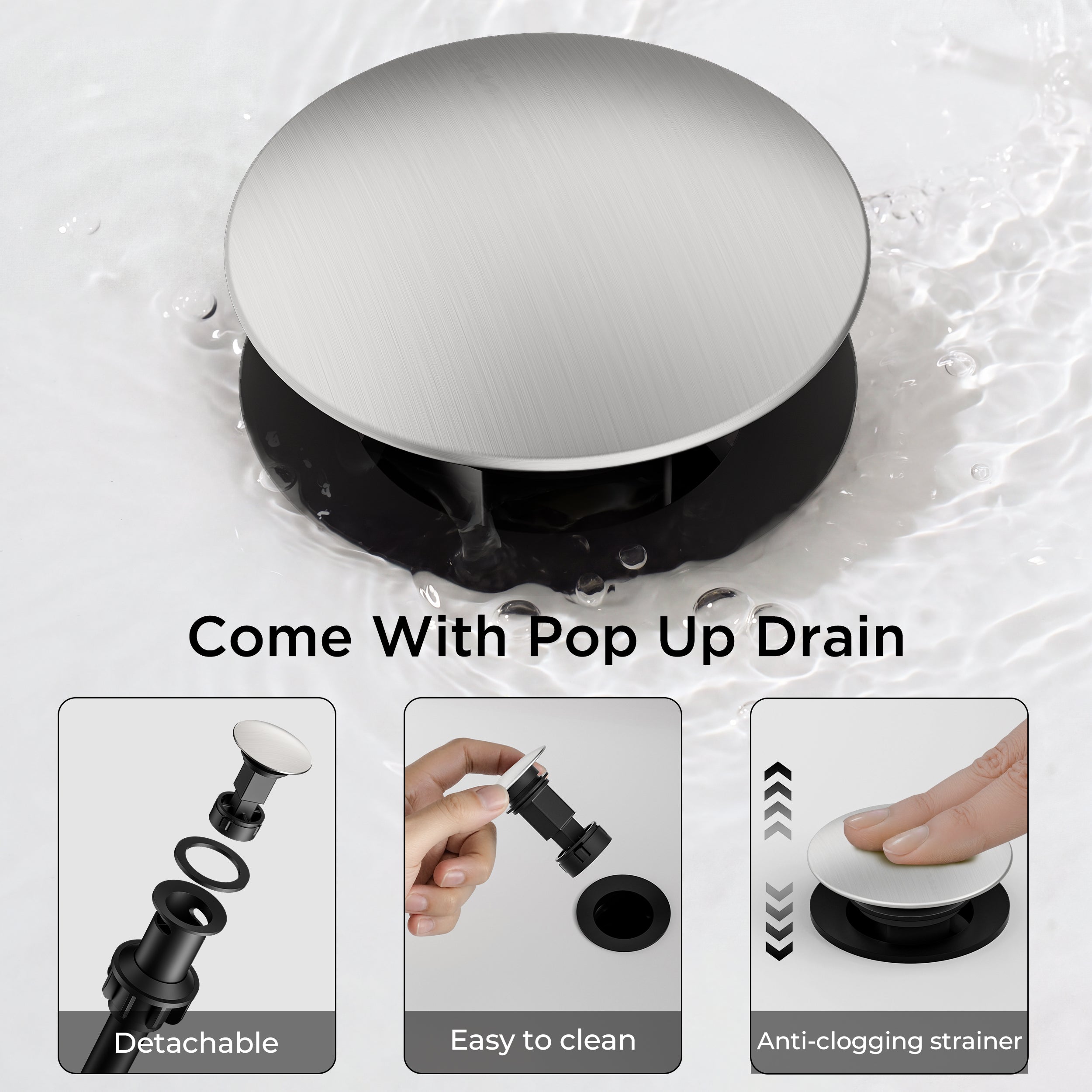FORIOUS Single Handle Bathroom Faucet 1 Hole Vanity Sink Faucet Matte Black For 1 or 3 hole(4-inch centerset) Sink Setup, Modern Waterfall Spout, with Drain and Supply Lines for RV Vantiy Restroom