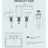 Bathroom Faucet 3 Hole, Waterfall Bathroom Faucet with Pop-up Drain and Supply Lines