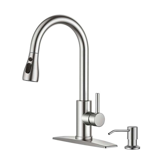 FORIOUS Kitchen Faucets with Pull Down Sprayer, Stainless Steel Kitchen Sink