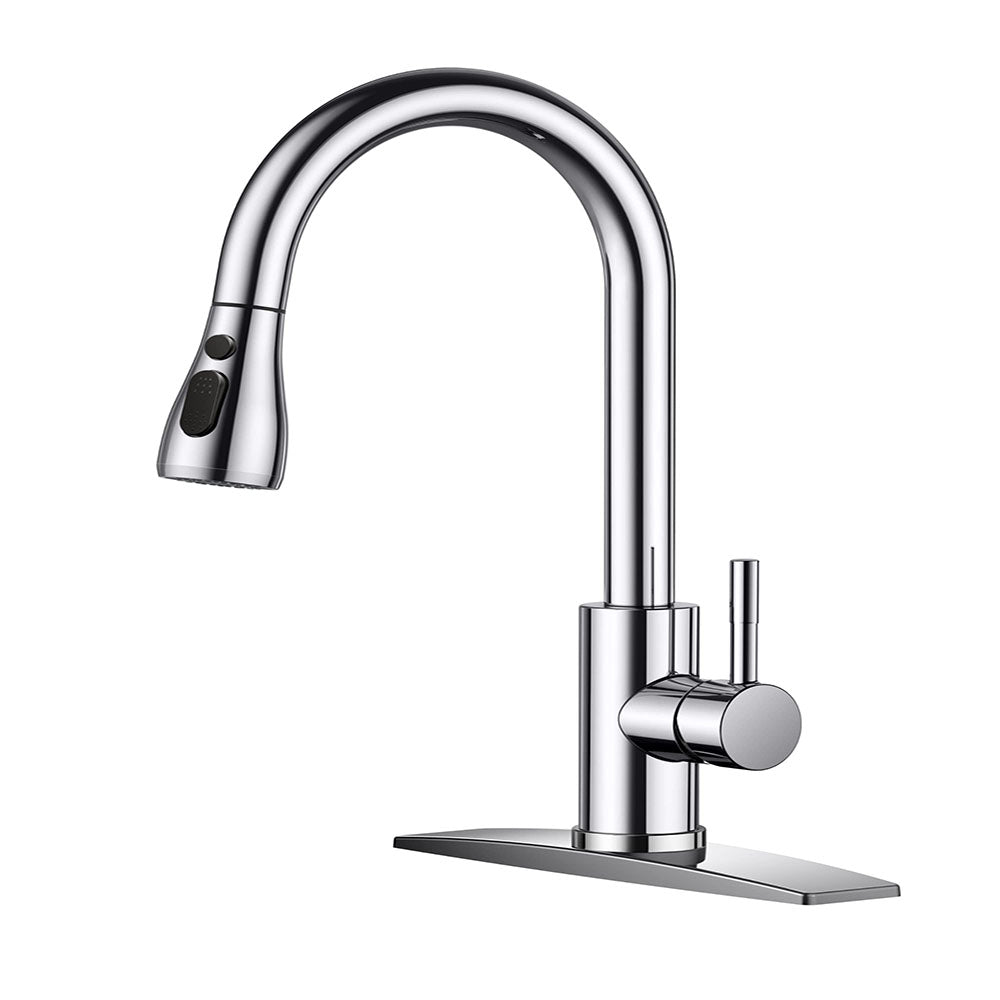 FORIOUS Kitchen Faucets with Pull Down Sprayer, Stainless Steel Kitchen Sink