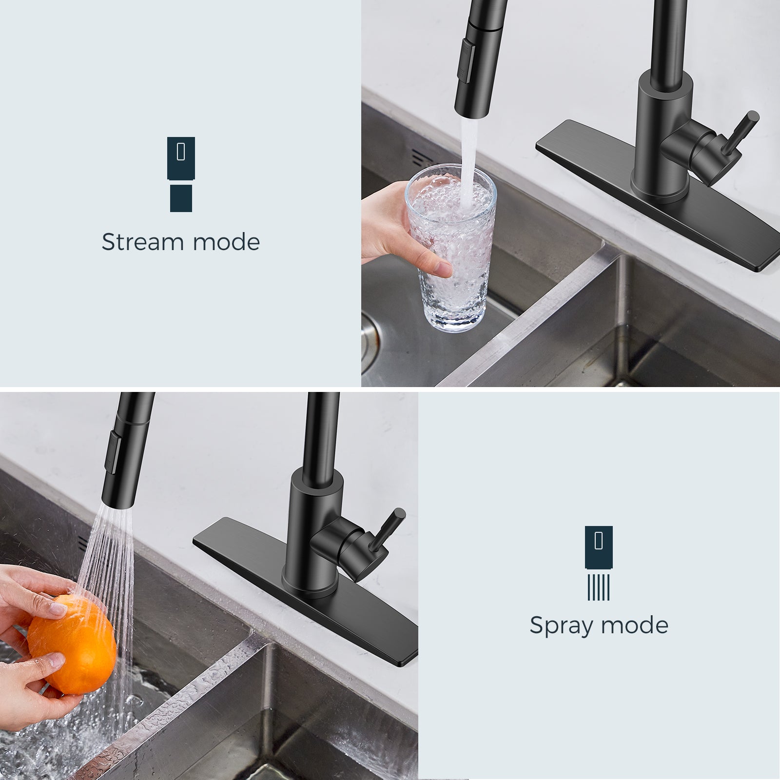 FORIOUS Kitchen Faucets with Pull Down Sprayer Kitchen Sink Faucet Stainless Steel with soap dispenser