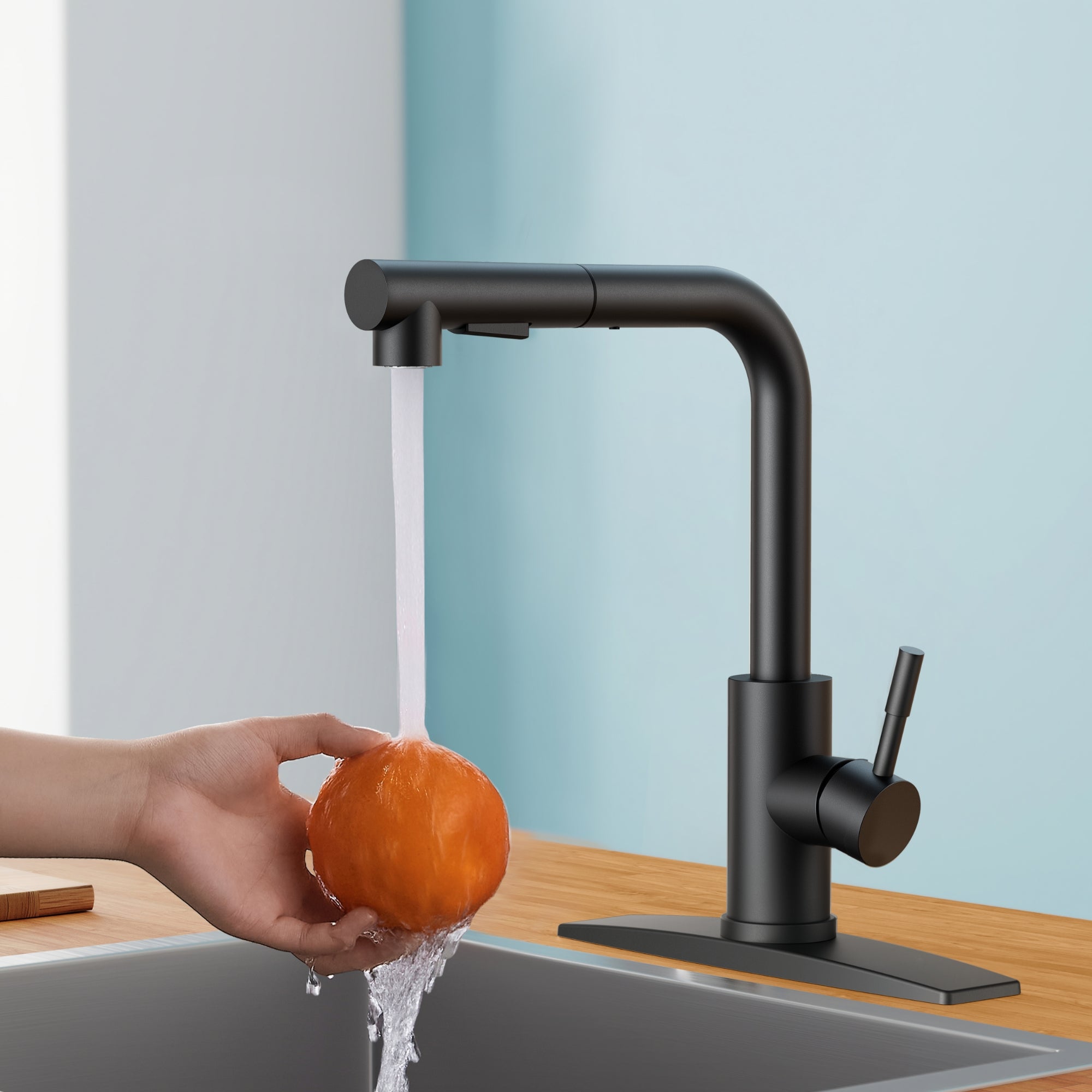 FORIOUS  Kitchen Sink Faucet with Pull Down Sprayer Single Handle  Stainless Steel