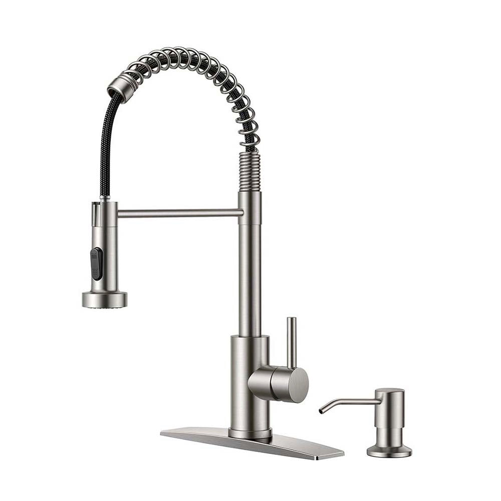 FORIOUS Kitchen Faucet with Pull Down Sprayer 1 or 3 Hole for Farmhouse with soap dispenser，led light