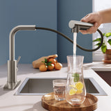 FORIOUS  Kitchen Sink Faucet with Pull Down Sprayer Single Handle  Stainless Steel