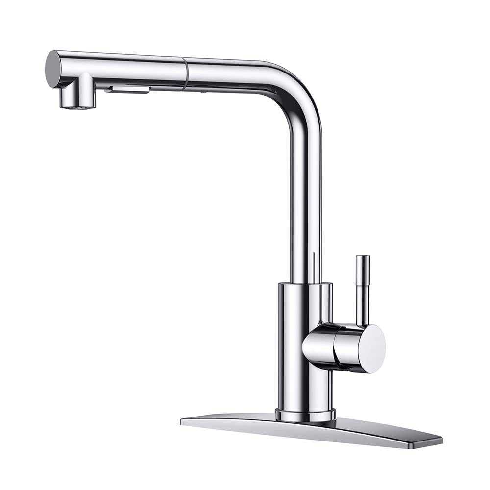 FORIOUS  Kitchen Sink Faucet with Pull Down Sprayer Single Handle  Stainless Steel