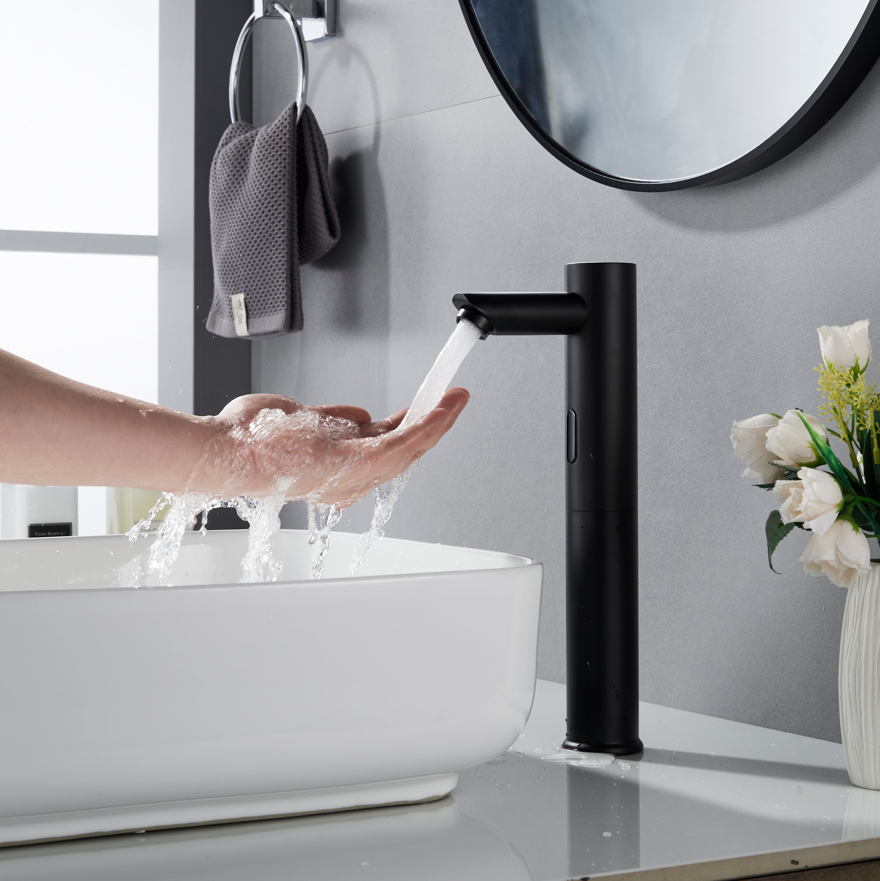 Forious Max Black Touchless Vessel Bathroom Sink Faucet
