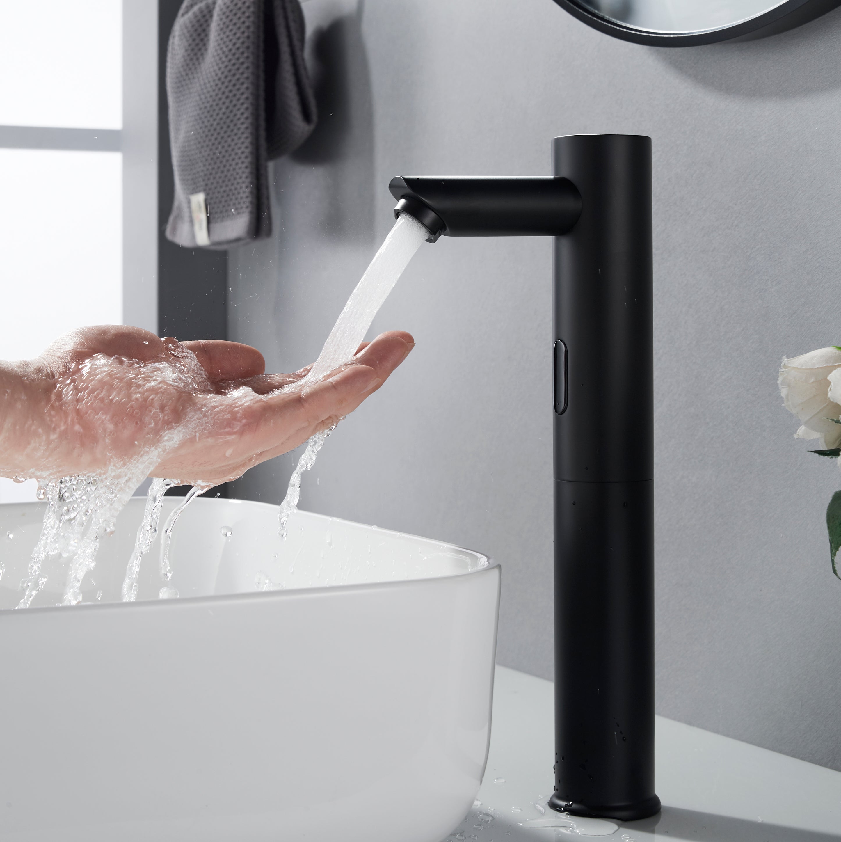 Forious Max Black Touchless Vessel Bathroom Sink Faucet