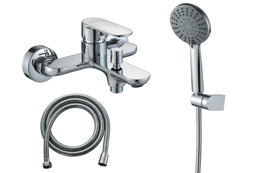 Dearocean Shower faucets with handheld shower heads, single-handle bathtub faucets with diverter valves, wall-mounted bathtub mixer faucets, stainless steel shower faucets, modern-style round chrome-plated faucet sets&nbsp;