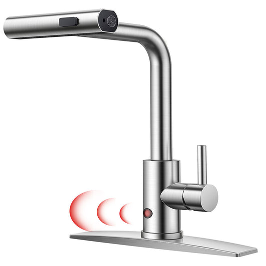 Kitchen Faucets  Touchless Waterfall with Pull Down Sprayer, Stainless Steel Kitchen Sink Faucet 3 in 1 Function, Waterfall Modern Faucet for Kitchen Sink