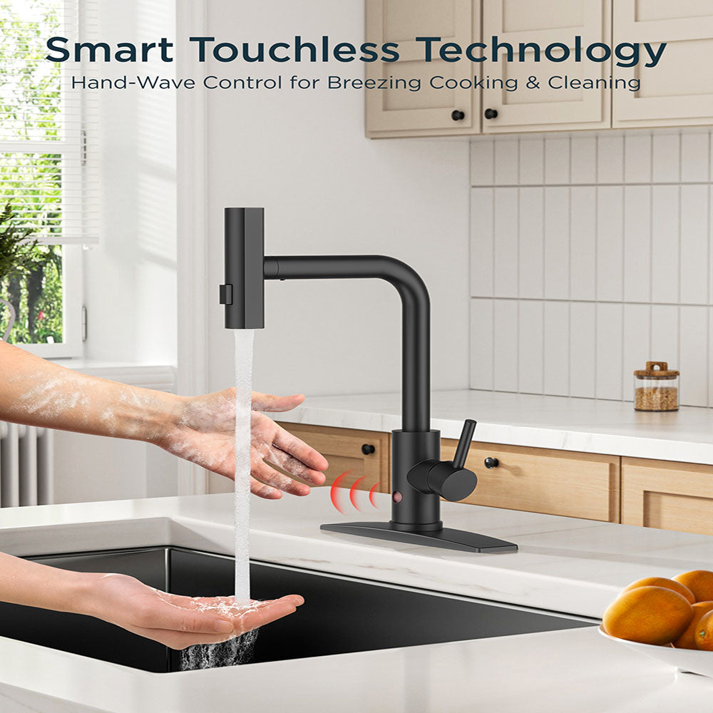 Kitchen Faucets  Touchless Waterfall with Pull Down Sprayer, Stainless Steel Kitchen Sink Faucet 3 in 1 Function, Waterfall Modern Faucet for Kitchen Sink