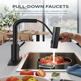 Kitchen Faucets  Touchless Waterfall with Pull Down Sprayer, Stainless Steel Kitchen Sink Faucet 3 in 1 Function, Waterfall Modern Faucet for Kitchen Sink