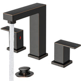 FORIOUS Oil Rubbed Bronze Bathroom Faucet Widespread, Two Handle Antique Bathroom Faucet 3 Hole Oil Rubbed Bronze with Metal Drain, CUPC Hose and Spare Water Saving Aerator for Farmhouse, Restroom FB-03033ORB