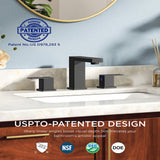 FORIOUS Oil Rubbed Bronze Bathroom Faucet Widespread, Two Handle Antique Bathroom Faucet 3 Hole Oil Rubbed Bronze with Metal Drain, CUPC Hose and Spare Water Saving Aerator for Farmhouse, Restroom FB-03033ORB