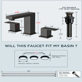 FORIOUS Oil Rubbed Bronze Bathroom Faucet Widespread, Two Handle Antique Bathroom Faucet 3 Hole Oil Rubbed Bronze with Metal Drain, CUPC Hose and Spare Water Saving Aerator for Farmhouse, Restroom FB-03033ORB