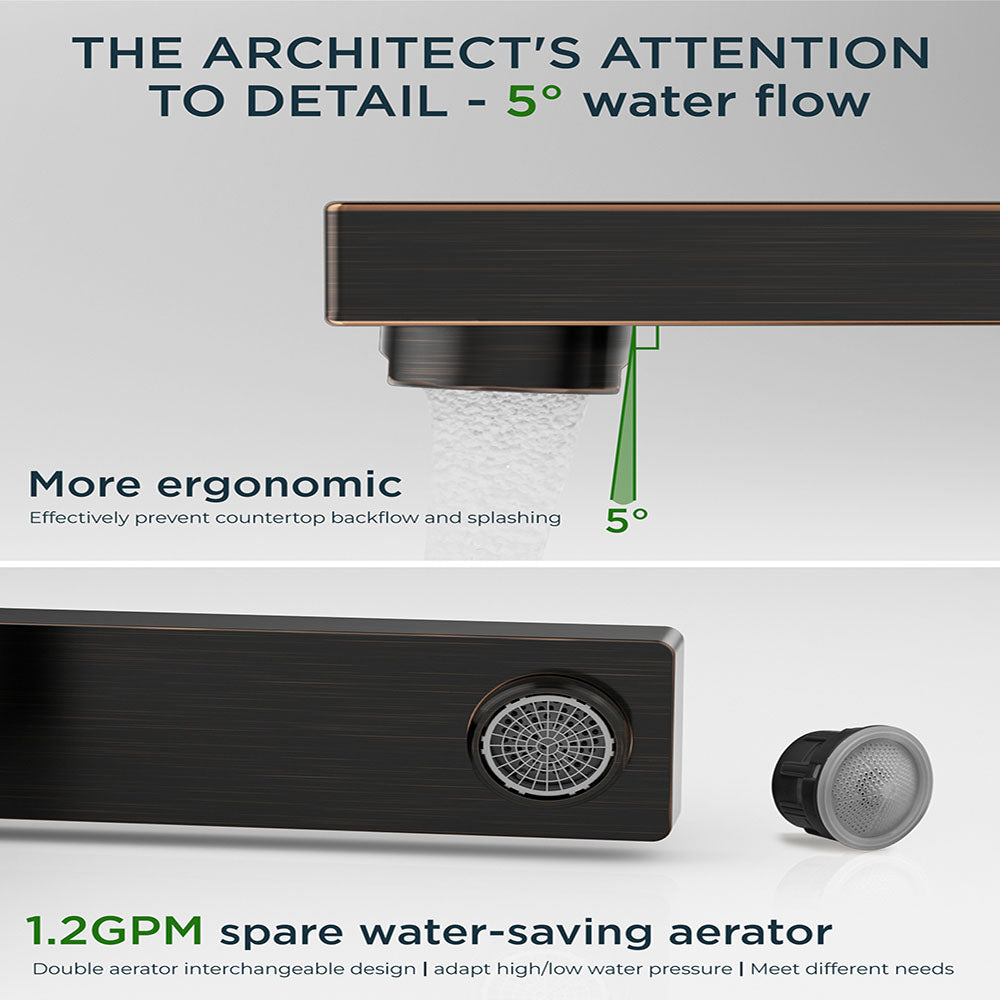 FORIOUS Oil Rubbed Bronze Bathroom Faucet Widespread, Two Handle Antique Bathroom Faucet 3 Hole Oil Rubbed Bronze with Metal Drain, CUPC Hose and Spare Water Saving Aerator for Farmhouse, Restroom FB-03033ORB