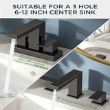 FORIOUS Oil Rubbed Bronze Bathroom Faucet Widespread, Two Handle Antique Bathroom Faucet 3 Hole Oil Rubbed Bronze with Metal Drain, CUPC Hose and Spare Water Saving Aerator for Farmhouse, Restroom FB-03033ORB