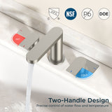 FORIOUS Brushed Nickel Vanity Bathroom Faucets 3 Hole, 8 Inch Widespread Bathroom Sink Faucet with Pop-up Drain and Supply Lines, 2-Handle for Basin