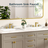 FORIOUS Brushed Nickel Vanity Bathroom Faucets 3 Hole, 8 Inch Widespread Bathroom Sink Faucet with Pop-up Drain and Supply Lines, 2-Handle for Basin