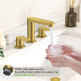 FORIOUS Brushed Nickel Vanity Bathroom Faucets 3 Hole, 8 Inch Widespread Bathroom Sink Faucet with Pop-up Drain and Supply Lines, 2-Handle for Basin