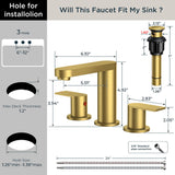 FORIOUS Brushed Nickel Vanity Bathroom Faucets 3 Hole, 8 Inch Widespread Bathroom Sink Faucet with Pop-up Drain and Supply Lines, 2-Handle for Basin