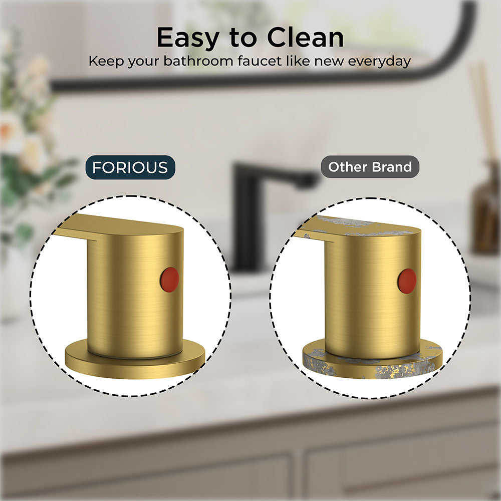 FORIOUS Brushed Nickel Vanity Bathroom Faucets 3 Hole, 8 Inch Widespread Bathroom Sink Faucet with Pop-up Drain and Supply Lines, 2-Handle for Basin