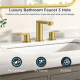 FORIOUS Brushed Nickel Vanity Bathroom Faucets 3 Hole, 8 Inch Widespread Bathroom Sink Faucet with Pop-up Drain and Supply Lines, 2-Handle for Basin