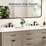 FORIOUS Brushed Nickel Vanity Bathroom Faucets 3 Hole, 8 Inch Widespread Bathroom Sink Faucet with Pop-up Drain and Supply Lines, 2-Handle for Basin