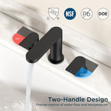 FORIOUS Brushed Nickel Vanity Bathroom Faucets 3 Hole, 8 Inch Widespread Bathroom Sink Faucet with Pop-up Drain and Supply Lines, 2-Handle for Basin