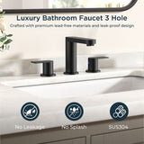 FORIOUS Brushed Nickel Vanity Bathroom Faucets 3 Hole, 8 Inch Widespread Bathroom Sink Faucet with Pop-up Drain and Supply Lines, 2-Handle for Basin