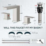 FORIOUS Matte Black Waterfall Bathroom Faucet 3 Hole, 8 Inch Widespread Square Bathroom Sink Faucet with Metal Pop-Up Drain and cUPC Supply Lines Included for Restroom, Lavatory, Vanity Sink