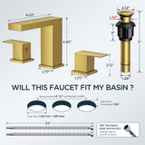 FORIOUS Matte Black Waterfall Bathroom Faucet 3 Hole, 8 Inch Widespread Square Bathroom Sink Faucet with Metal Pop-Up Drain and cUPC Supply Lines Included for Restroom, Lavatory, Vanity Sink
