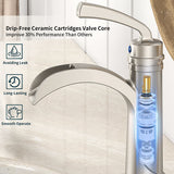 FORIOUS  Bathroom Faucet Single Handle One Hole Antique Waterfall Bathroom Faucet with Metal Pop Up Drain and Deck Plate for Lavatory Vanity Farmhouse RV
