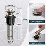 FORIOUS  Bathroom Faucet Single Handle One Hole Antique Waterfall Bathroom Faucet with Metal Pop Up Drain and Deck Plate for Lavatory Vanity Farmhouse RV