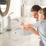 FORIOUS  Bathroom Faucet Single Handle One Hole Antique Waterfall Bathroom Faucet with Metal Pop Up Drain and Deck Plate for Lavatory Vanity Farmhouse RV