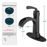 FORIOUS  Bathroom Faucet Single Handle One Hole Antique Waterfall Bathroom Faucet with Metal Pop Up Drain and Deck Plate for Lavatory Vanity Farmhouse RV