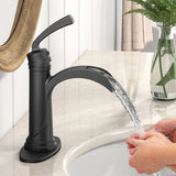 FORIOUS  Bathroom Faucet Single Handle One Hole Antique Waterfall Bathroom Faucet with Metal Pop Up Drain and Deck Plate for Lavatory Vanity Farmhouse RV