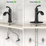 FORIOUS  Bathroom Faucet Single Handle One Hole Antique Waterfall Bathroom Faucet with Metal Pop Up Drain and Deck Plate for Lavatory Vanity Farmhouse RV