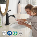 FORIOUS  Bathroom Faucet Single Handle One Hole Antique Waterfall Bathroom Faucet with Metal Pop Up Drain and Deck Plate for Lavatory Vanity Farmhouse RV