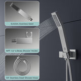 FORIOUS Shower Head System, 10 Inch Rain Shower Faucet Set with Handheld Spray Combo Rough-in Valve, Solid Brass Pressure Balanced Valve Trim Kit, Ceiling Mount, Matte Black