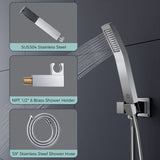 FORIOUS Shower Head System, 10 Inch Rain Shower Faucet Set with Handheld Spray Combo Rough-in Valve, Solid Brass Pressure Balanced Valve Trim Kit, Ceiling Mount, Matte Black