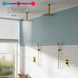 FORIOUS Shower Head System, 10 Inch Rain Shower Faucet Set with Handheld Spray Combo Rough-in Valve, Solid Brass Pressure Balanced Valve Trim Kit, Ceiling Mount, Matte Black
