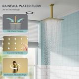 FORIOUS Shower Head System, 10 Inch Rain Shower Faucet Set with Handheld Spray Combo Rough-in Valve, Solid Brass Pressure Balanced Valve Trim Kit, Ceiling Mount, Matte Black