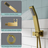 FORIOUS Shower Head System, 10 Inch Rain Shower Faucet Set with Handheld Spray Combo Rough-in Valve, Solid Brass Pressure Balanced Valve Trim Kit, Ceiling Mount, Matte Black