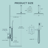 FORIOUS Shower Head System, 10 Inch Rain Shower Faucet Set with Handheld Spray Combo Rough-in Valve, Solid Brass Pressure Balanced Valve Trim Kit, Ceiling Mount, Matte Black