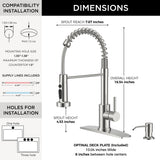 FORIOUS Kitchen Faucet with Soap Dispenser, Brushed Nickel Stainless Steel Sink Faucet with Sprayer Single Handle, Commercial Modern Spring Faucet for Kitchen Sink, Bar & Prep Sink, Laundry RV Camper