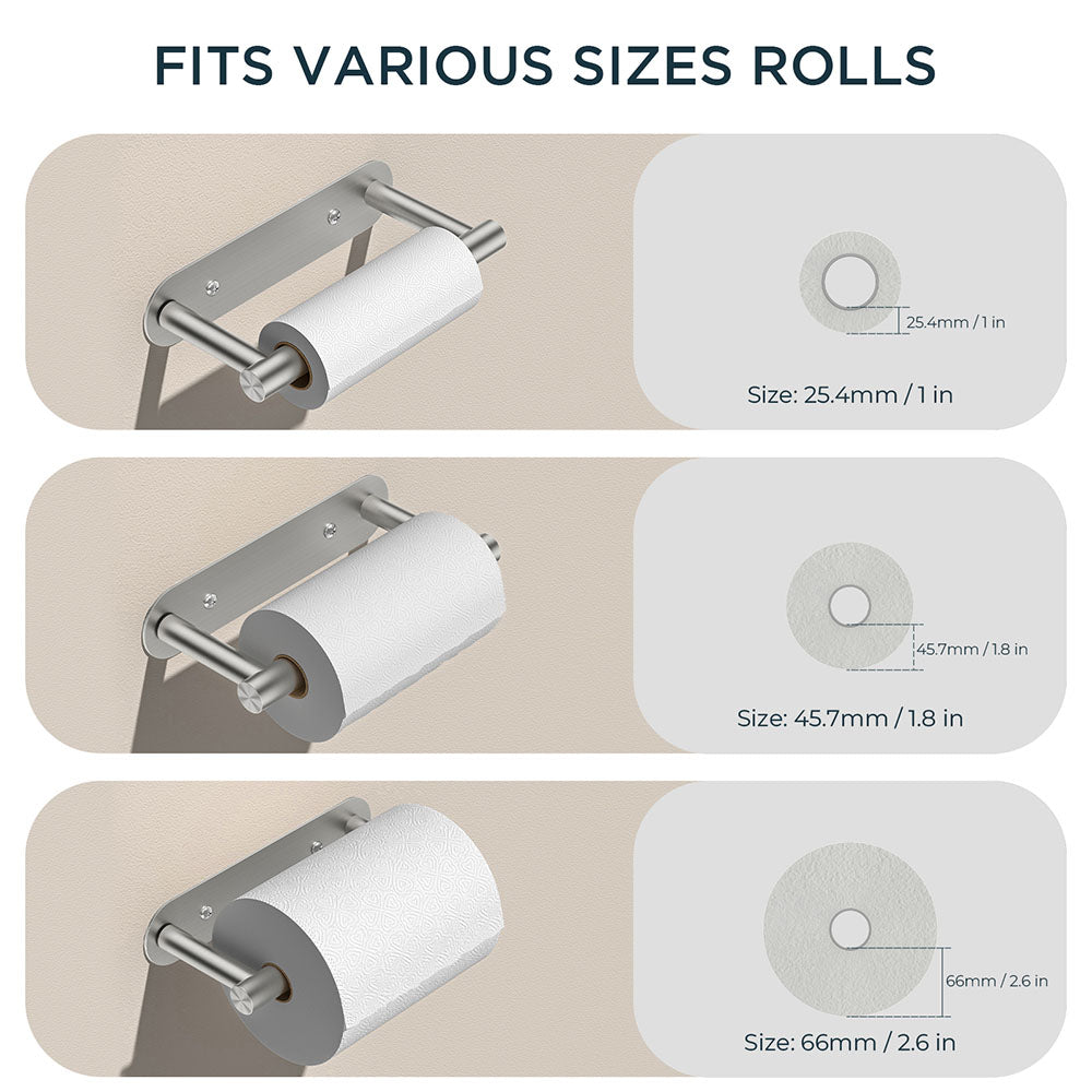 FORIOUS Toilet Paper Holder, Adhesive or Screw Wall Mount Pivoting Tissue Roll Holder for Bathroom, Stainless Steel Rustproof Self Adhesive Toilet Paper Roll Holder no Drilling, Matte Black