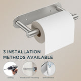 FORIOUS Toilet Paper Holder, Adhesive or Screw Wall Mount Pivoting Tissue Roll Holder for Bathroom, Stainless Steel Rustproof Self Adhesive Toilet Paper Roll Holder no Drilling, Matte Black