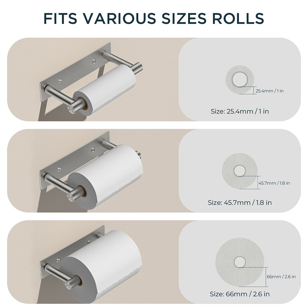 FORIOUS Black Toilet Paper Holder, Adhesive or Wall Mounted Options, Stainless Steel Rustproof Stick on no Drilling Double Post Pivoting Toilet Tissue Roll Holder Wall Mount for Bathroom, Matte Black